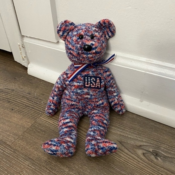 2000 Ty Beanie Baby USA 4th of July Bear Original - Picture 1 of 6